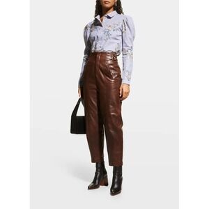 VERONICA BEARD Signy Floral Embroidered Button-Front Striped Shirt, Size 2